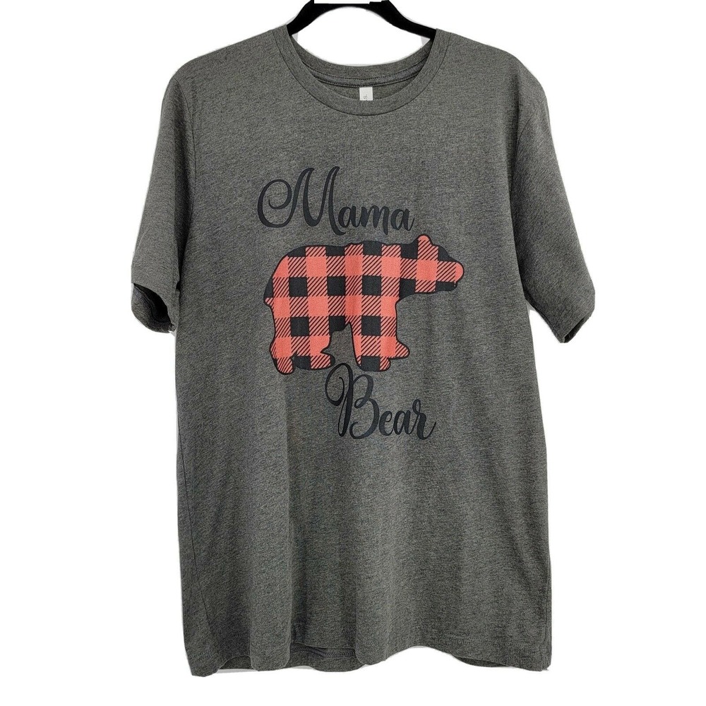 Bella + Canvas Mama Bear Women's XL T-Shirt Gray Heather Short Sleeve Crew Neck
